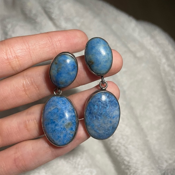 Jewelry - Vintage Blue Appetite Double Oval Drop Earrings